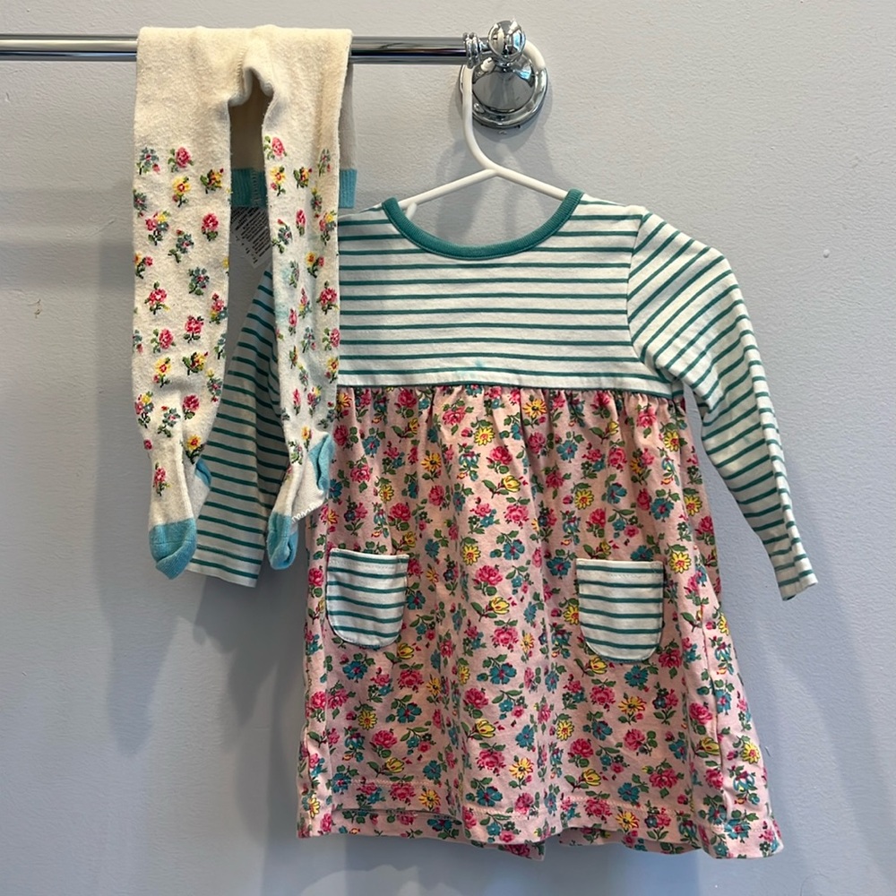 Baby Boden dress and tights.